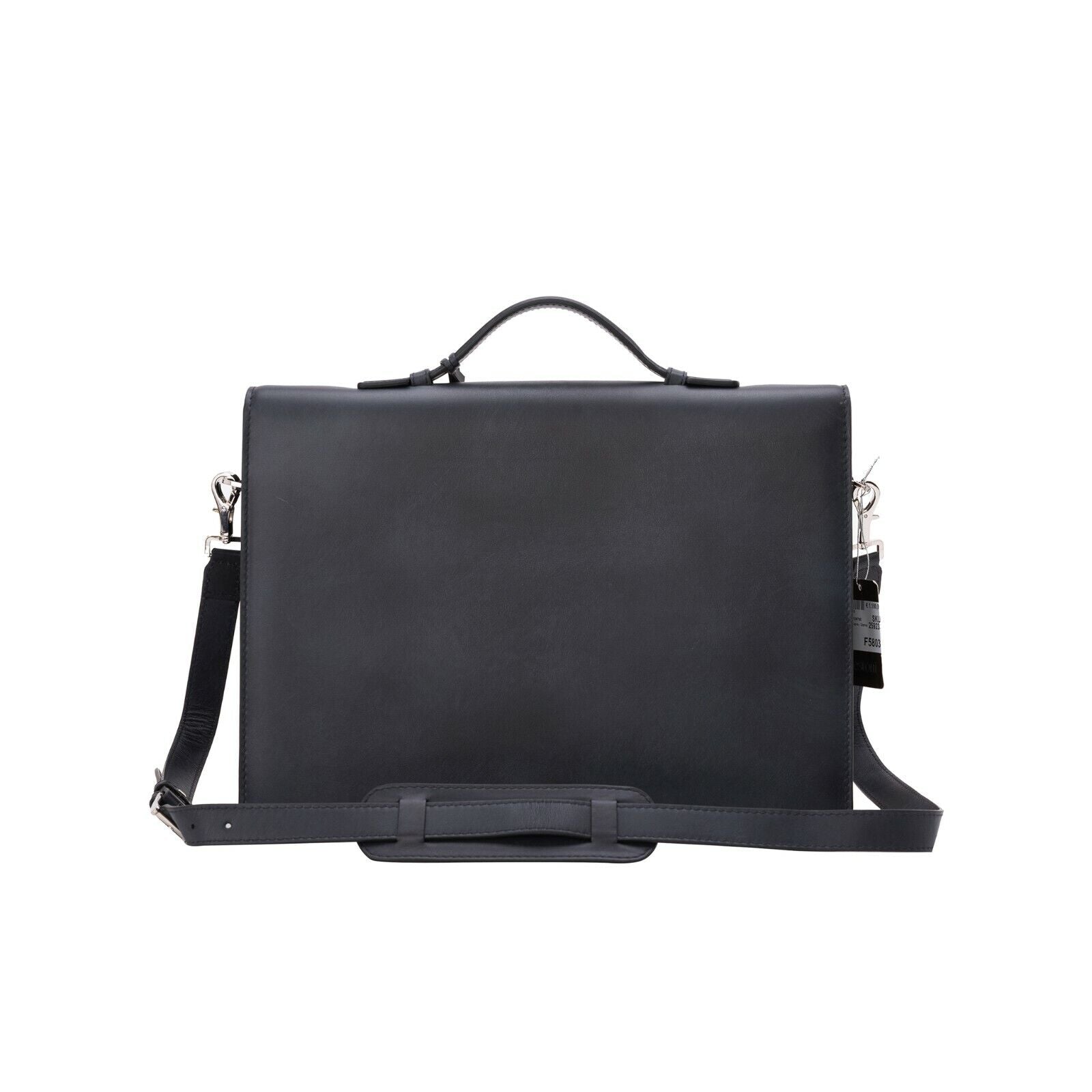 $1390 Testoni Bologna Briefcase PC Case Luxury Black TAMPONATO Calf