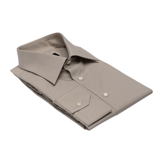 690$ ITALIAN LUXURY GERLIN Shirt Sand Swiss Cotton 4S ZILLI
