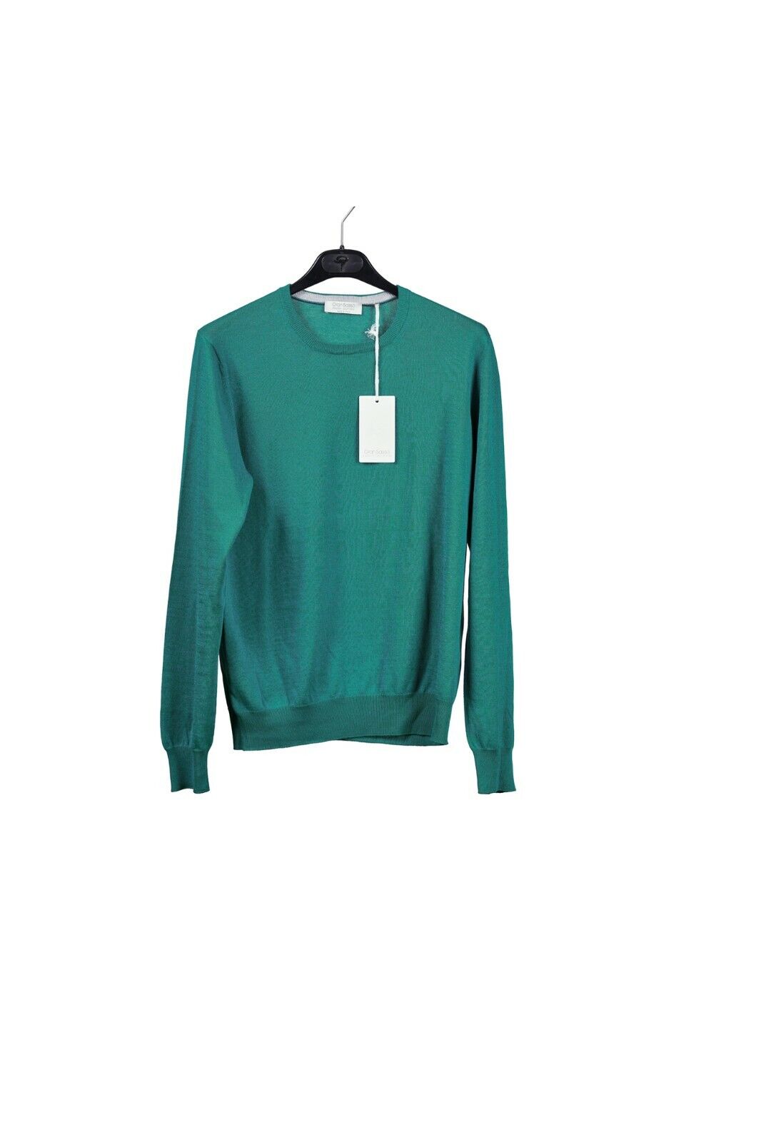 220$ Italian Luxury GRAN SASSO Sweater Persian Green "Fresh Cotton" 36 US 46 EU