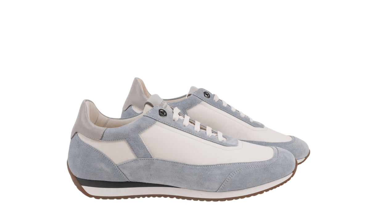850$ TESTONI "Modena" Sneaker Eco-Nylon Suede White Ice 8 UK / 9 US / 42 IT
