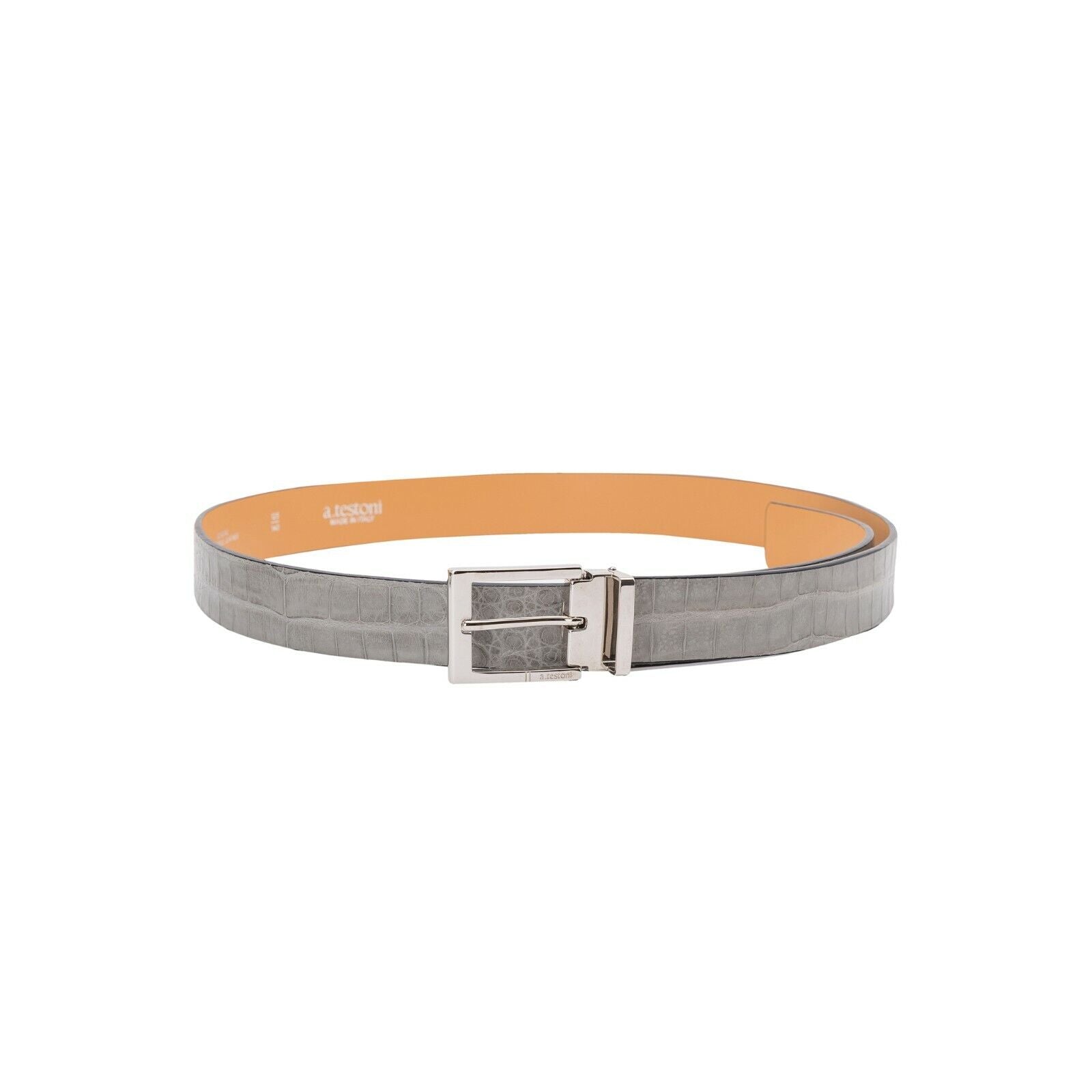 $1780 Testoni Bologna Sage Gray Belt Casual Genuine Crocodile Size 125 ( XL )