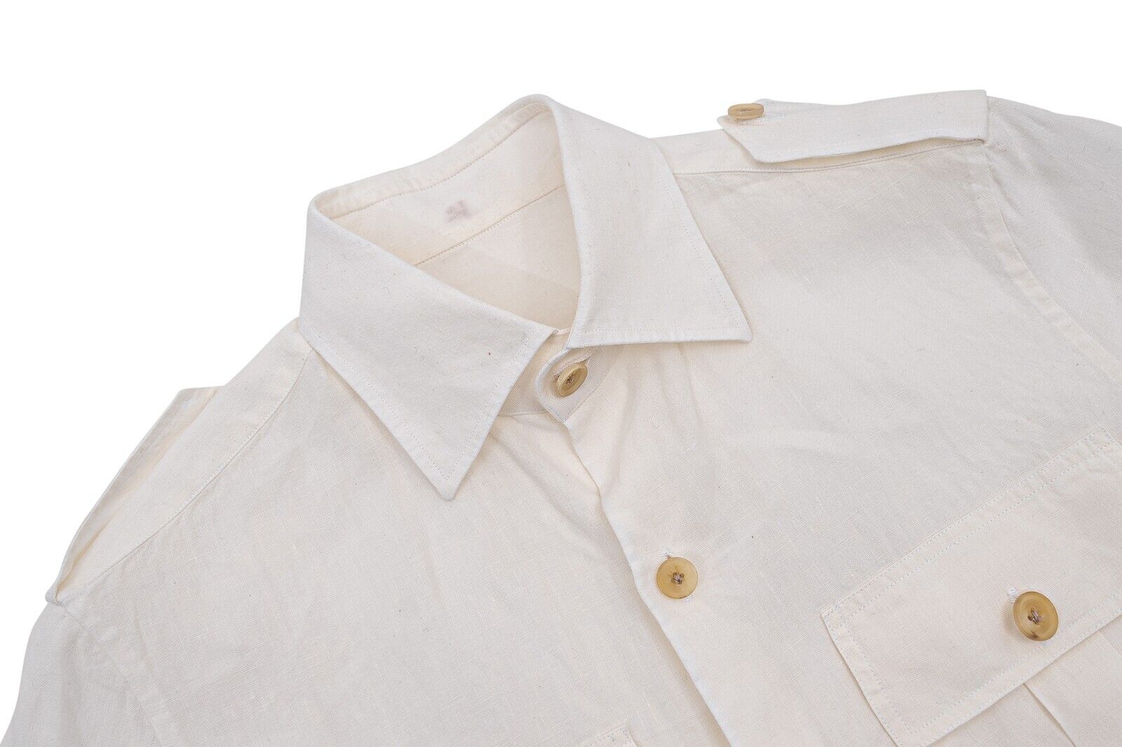 $2200 ISAIA NAPOLI White Hand-Sewn Belted Safari Jacket 100% Linen XS