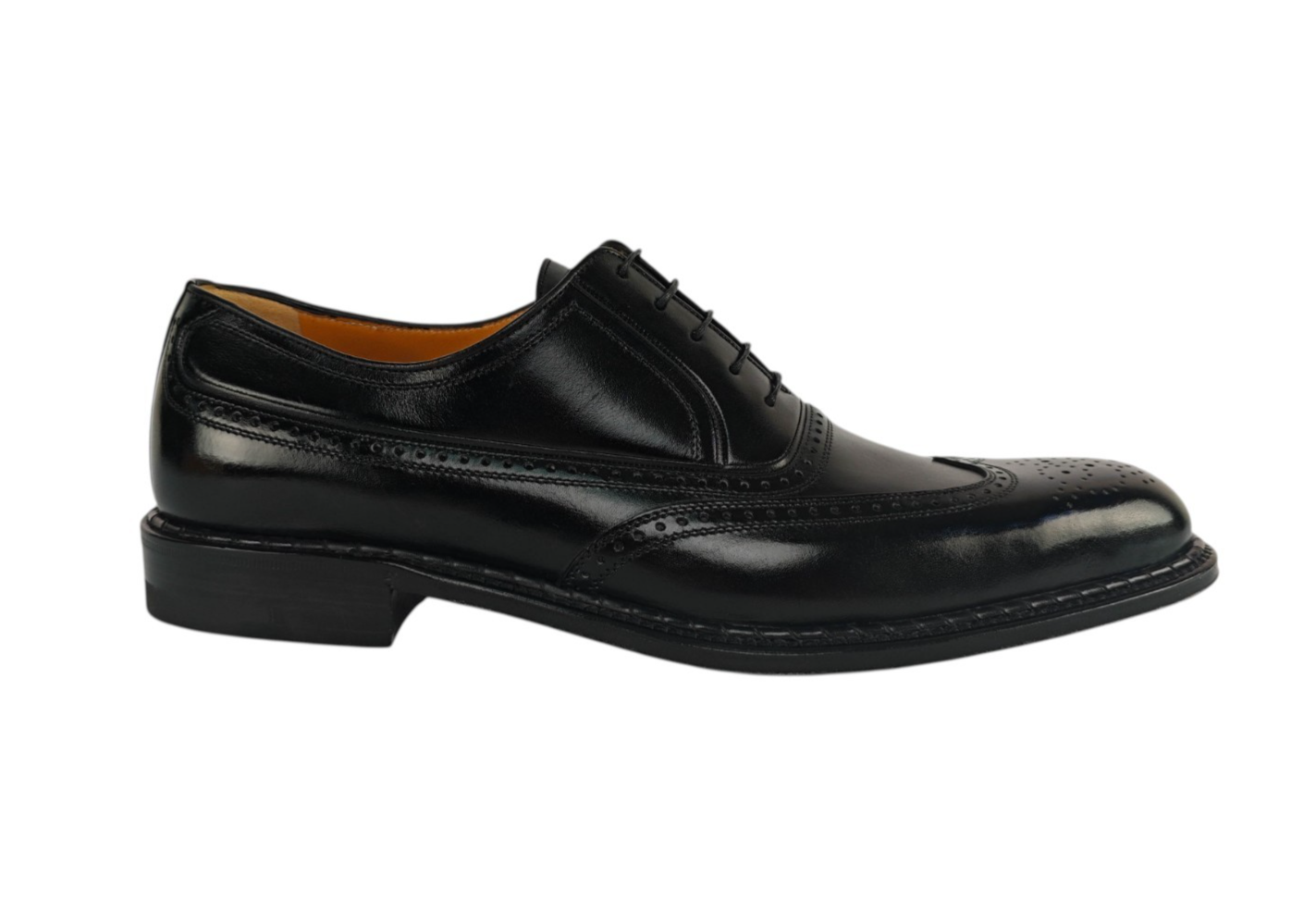 1200$ TESTONI Oxford Brogue Shoes Calf Black Goodyear Welted 8 UK / 9 US / 42 IT