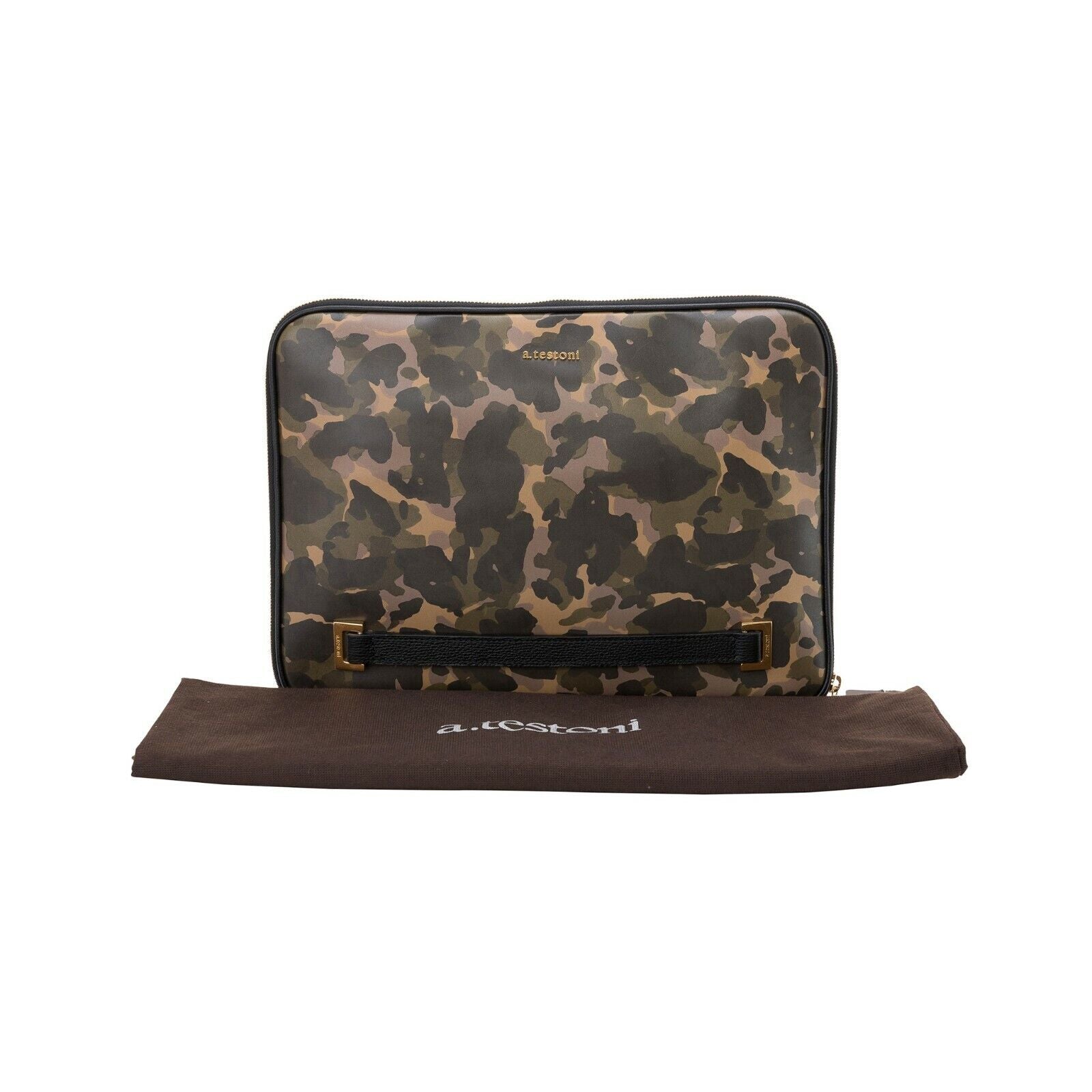 $620 Testoni Bologna Camouflage Calf Clutch Bag / Document Holder + PC case