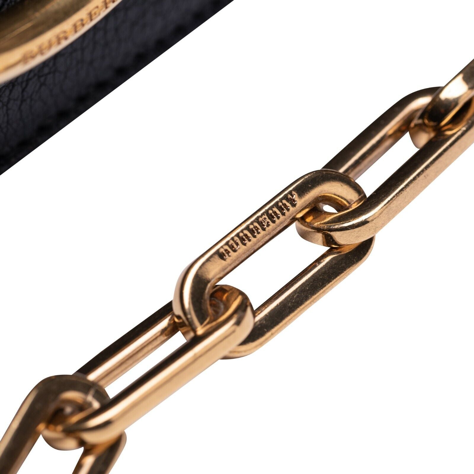 $1690 BURBERRY D-Ring Small Bag Chain Strap Goat Leather Black