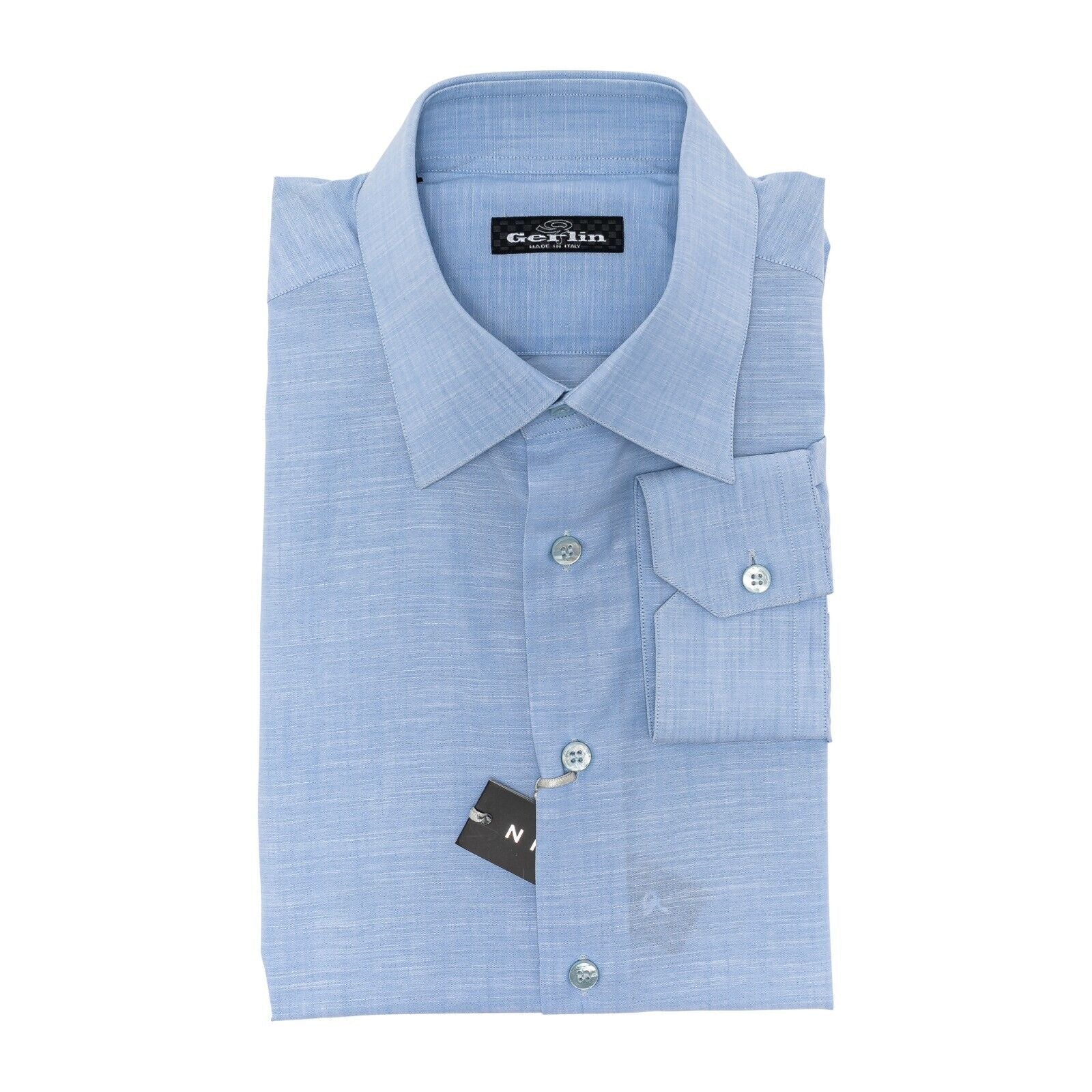 690$ LUXURY GERLIN Shirt Light Blue Fine Cotton 16 - 41 7R BIJAN