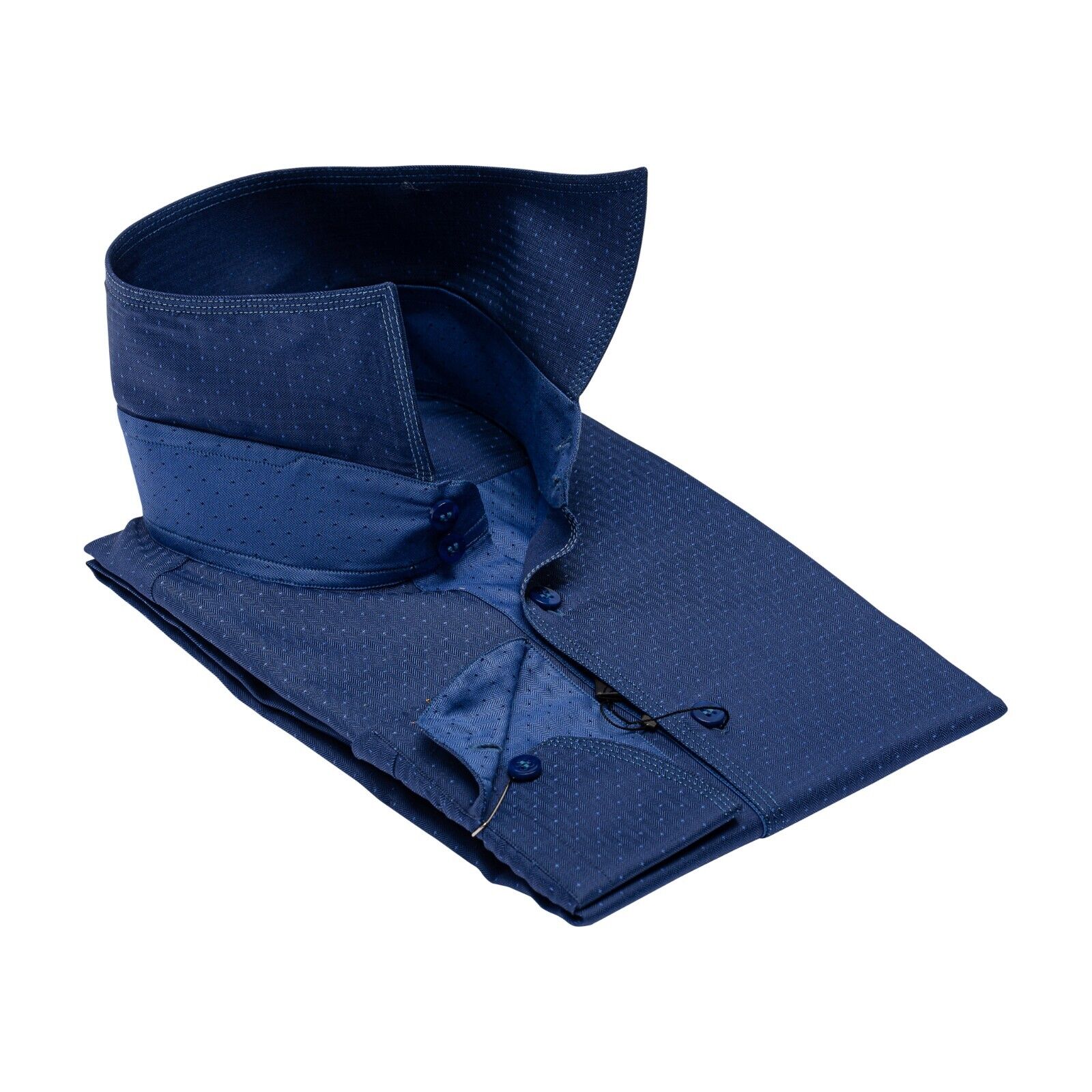 690$ ITALIAN LUXURY GERLIN Shirt Dot Blue Twill Cotton 16 - 41 1A BIJAN