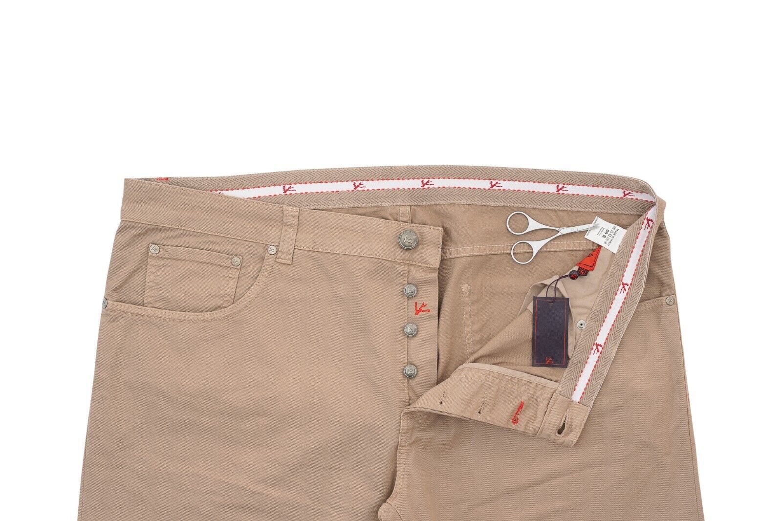 690$ ISAIA NAPOLI Brown Denim Jeans Trousers Pant Gabardine Cotton 42 US / 58 EU
