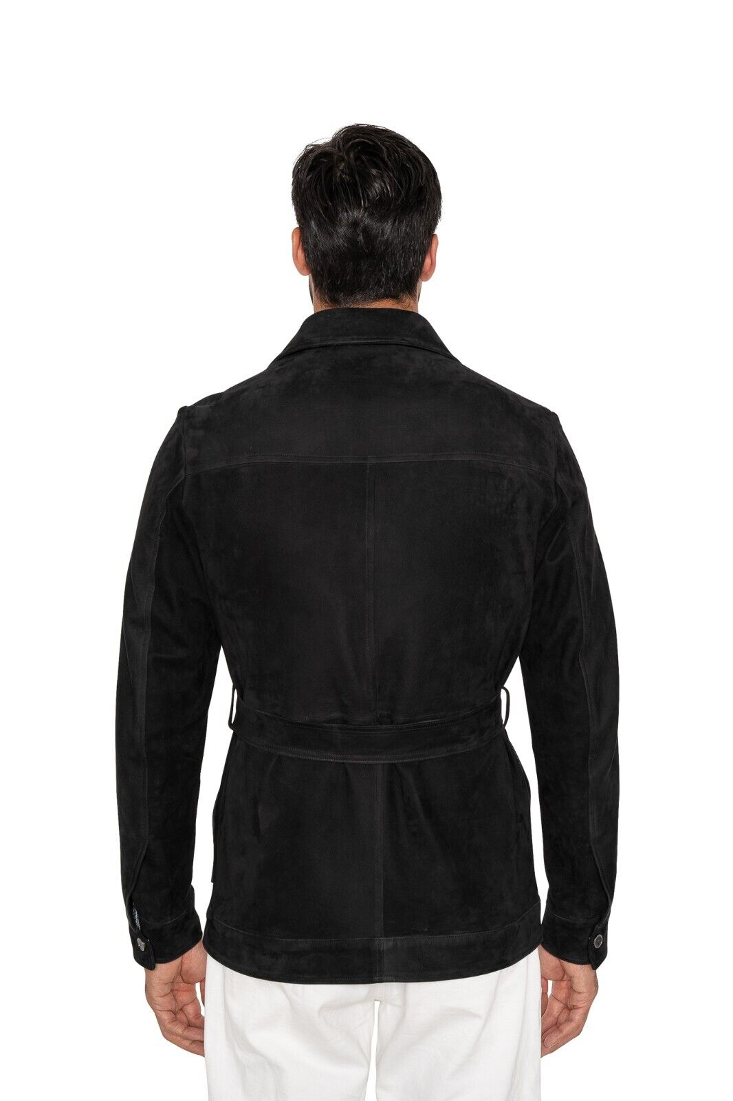 6800$ ISAIA NAPOLI Black Belted Field Jacket Coat 100% Lambskin 38 US / 48 EU