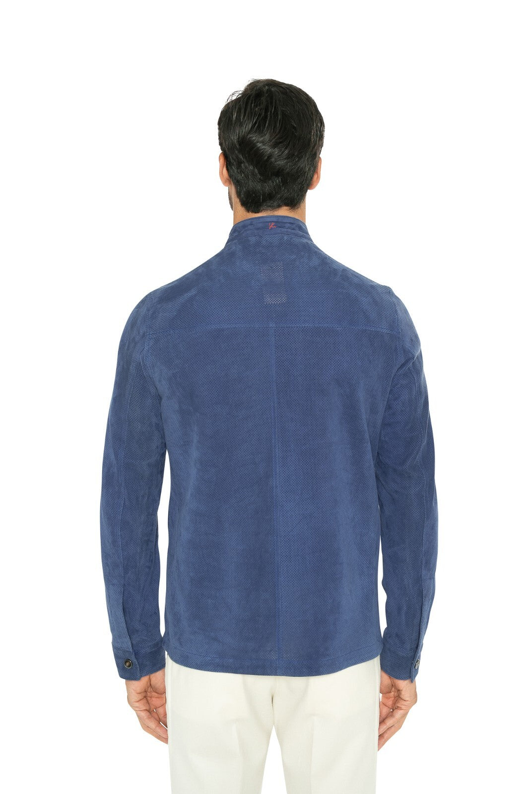 5500$ ISAIA Royal Blue Perforated Jacket Leather Suede Lambskin 38 US 48 EU