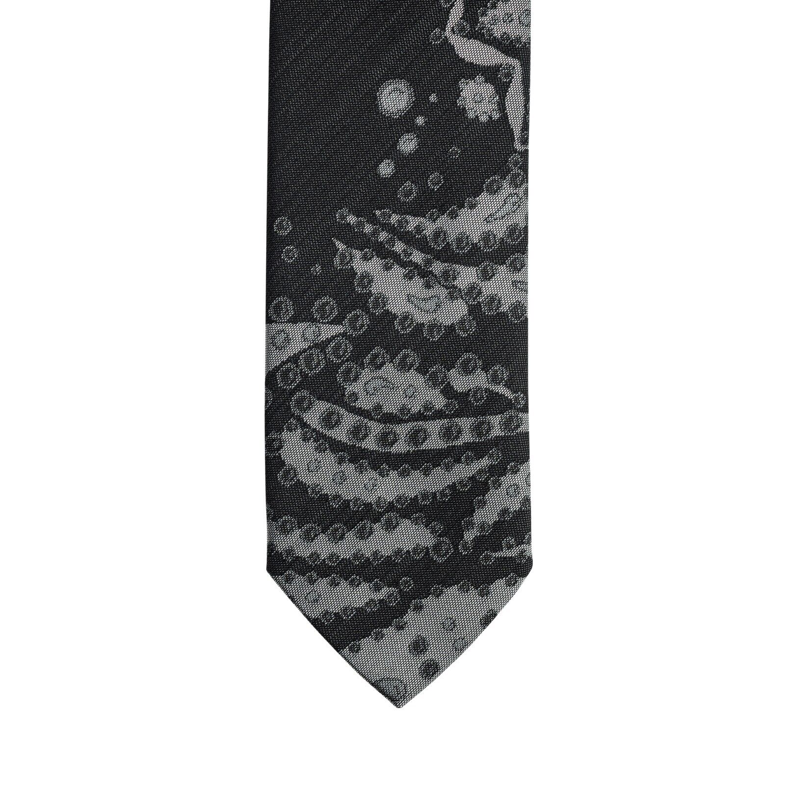 $290 ITALO FERRETTI Tie "TENTACLES" Gray / Black 100% Silk Handmade in Italy