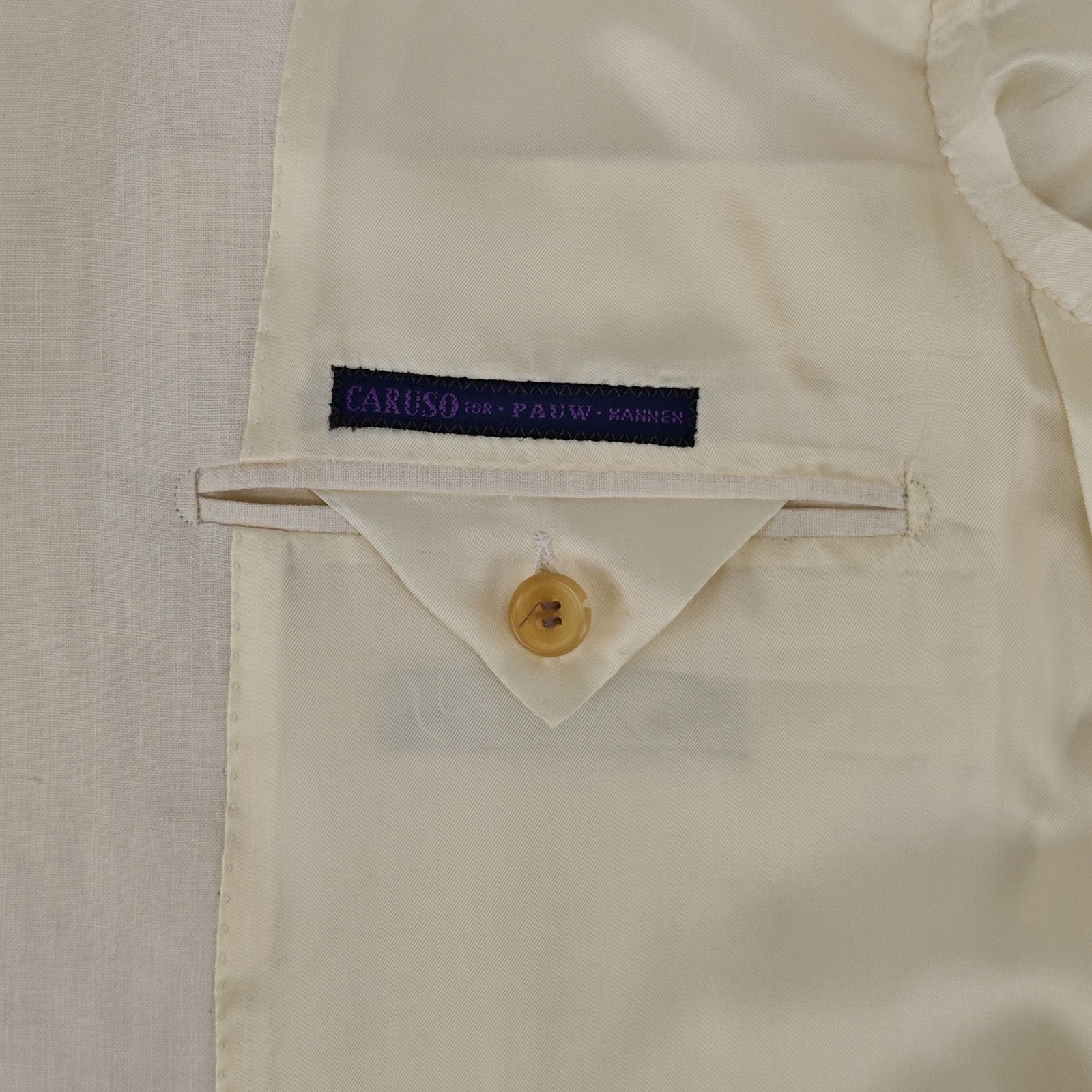 2000$ RAFFAELE CARUSO Ivory Handmade Suit 100% Linen 44 US / 54 IT