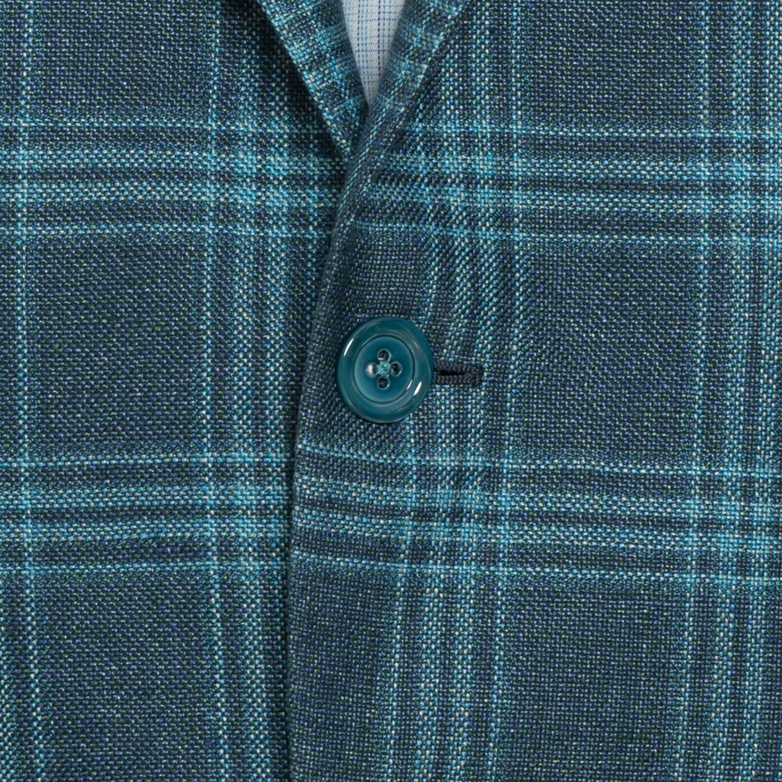2180$ BELVEST Blue / Aquamarine Jacket Hemp + Wool Checks Super Slim Fit