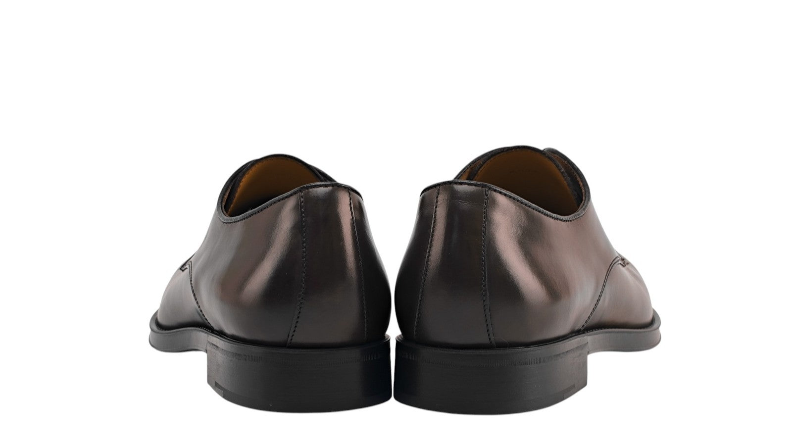 $1250 TESTONI BOLOGNA Derby Shoes Burnished Calf Cigar Brown