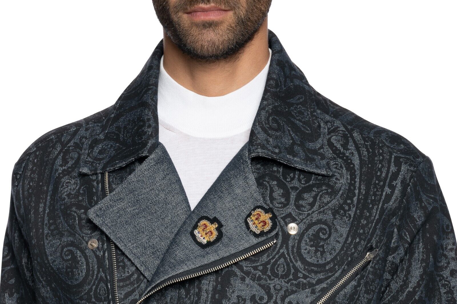 2000$ ITALO FERRETTI Jacket "BROOCH" Damask 100% Cotton 40 US / 50 EU ZILLI