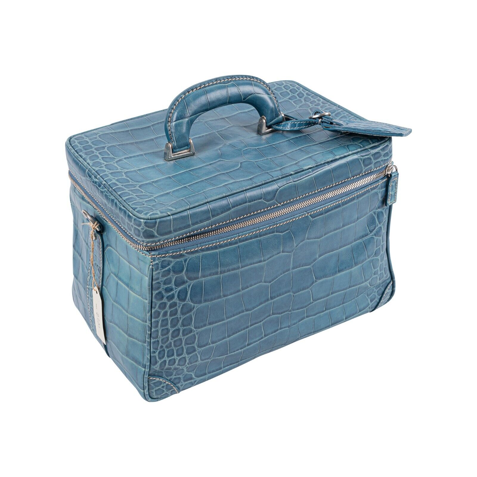 7K LUXURY DELL'GA MILANO Large Travel Beauty Case Toiletry Bag Genuine Crocodile
