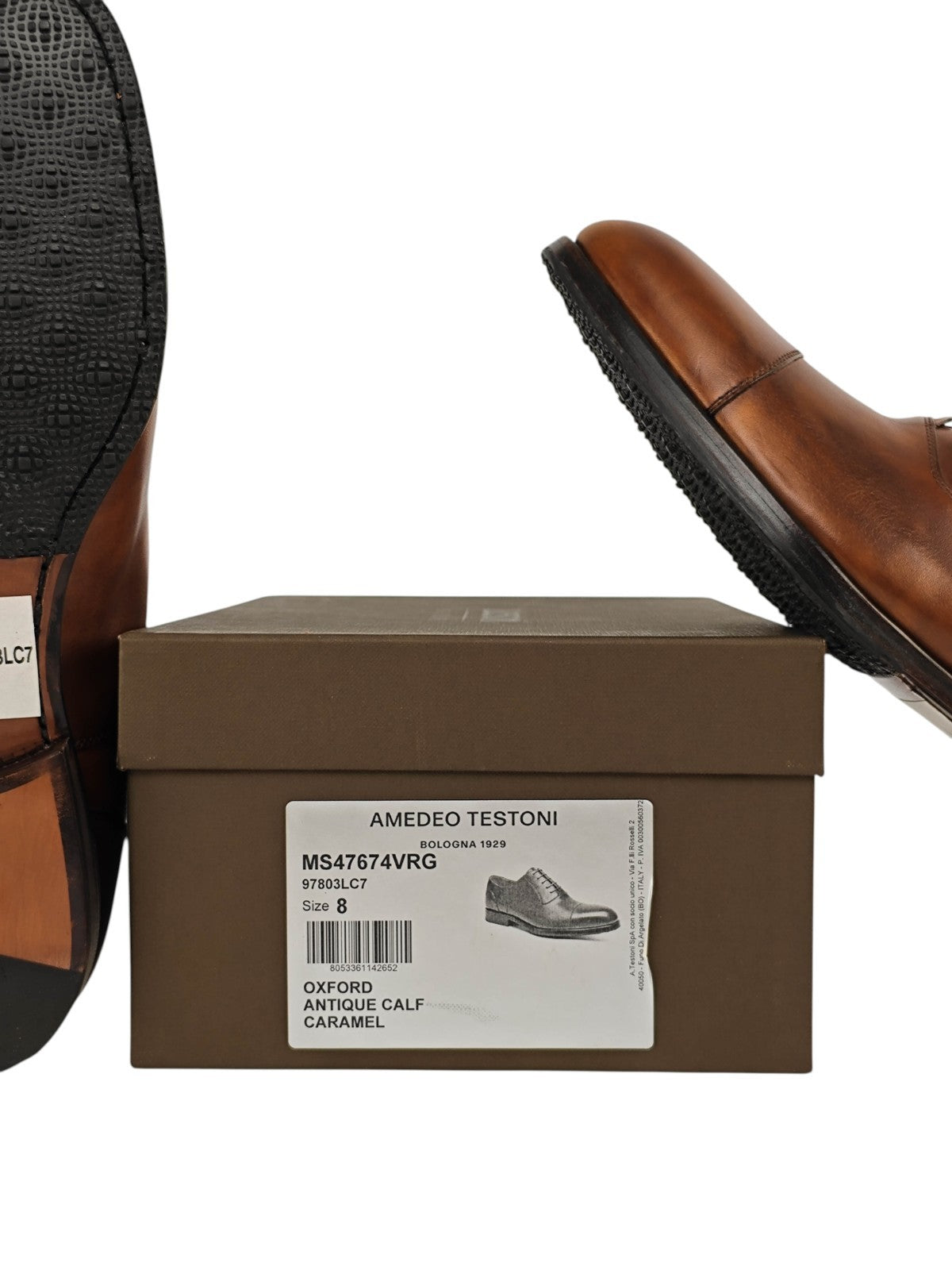 950$ TESTONI Oxford Shoes Antique Calf Caramel Shaded 8 UK / 9 US / 42 IT