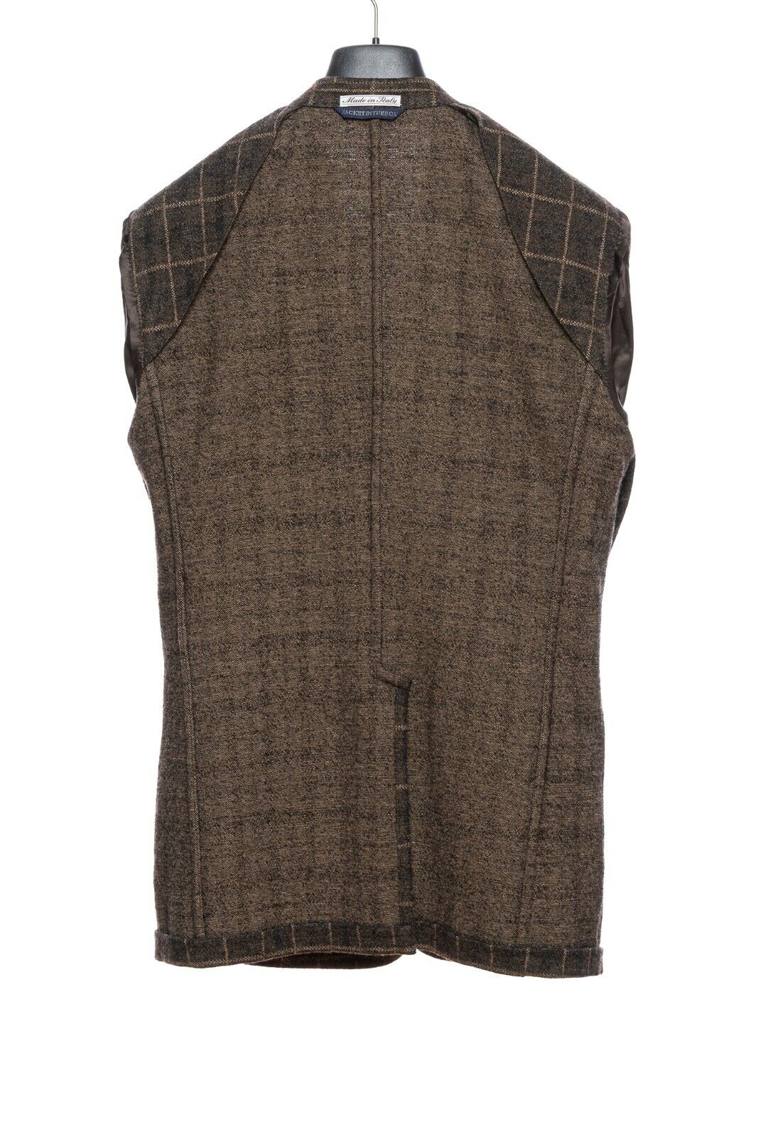 $2380 BELVEST Brown Wool Blend Windowpane Jacket 42 US / 52 EU Drop 8R F/W 2018