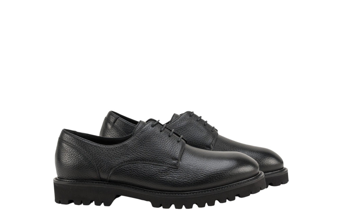 1050$ TESTONI "Custoza" Derby Deer + Fur Lining Black 8 UK / 9 US / 42 IT