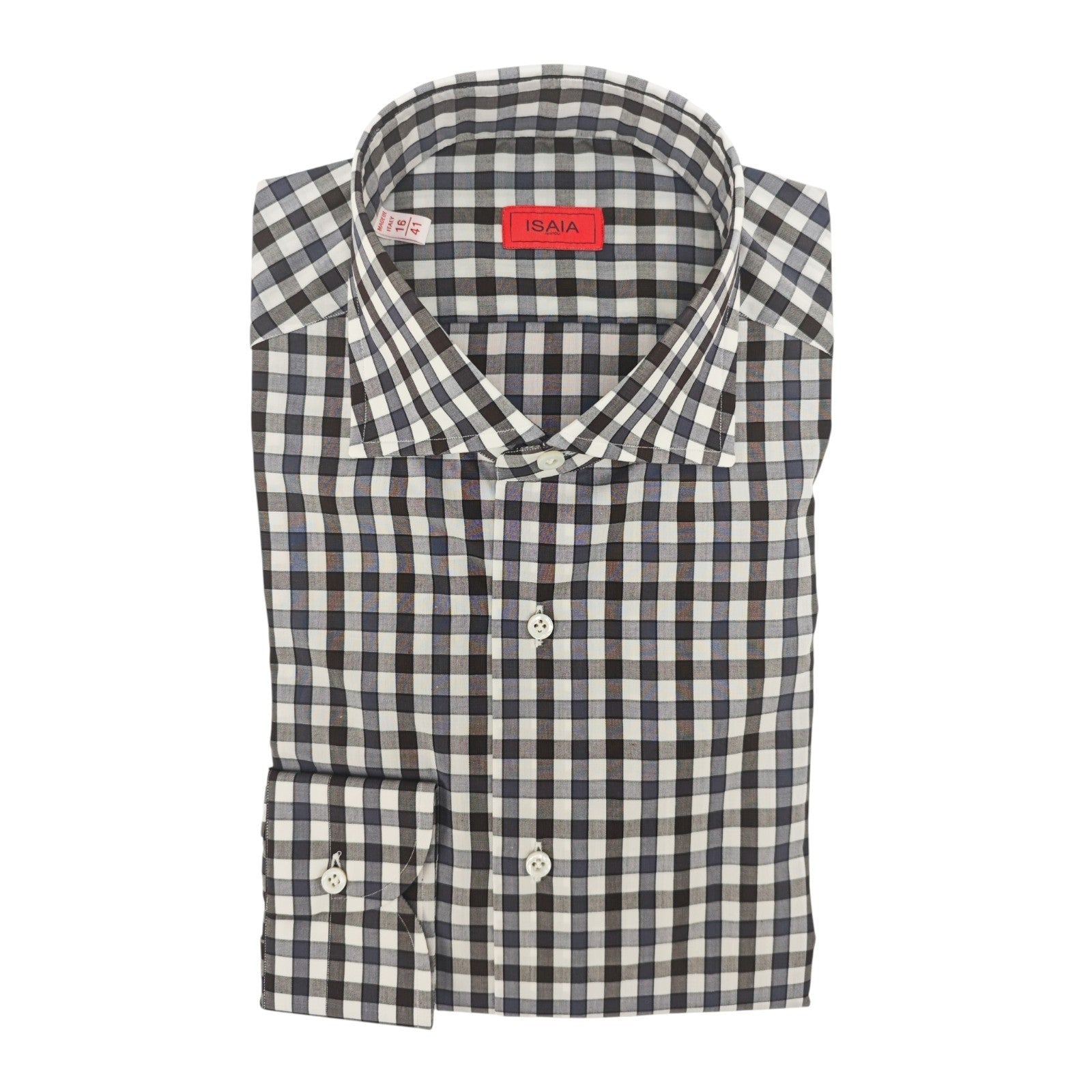 730$ ISAIA "Milano" Dress Shirt Checks Hand-Sewn Lightwheight Cotton 16 - 41