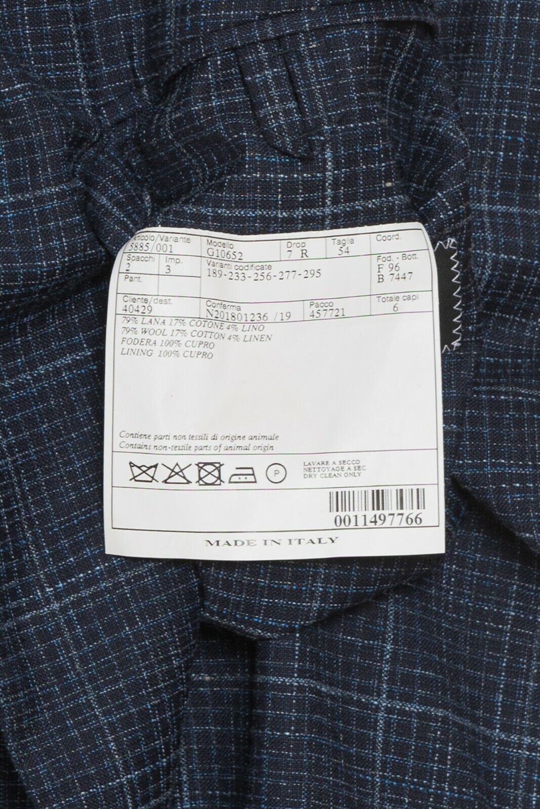$2200 BELVEST Jacket Blue Wool Cotton Linen 44 US / 54 EU Drop 7R JACKETINTHEBOX