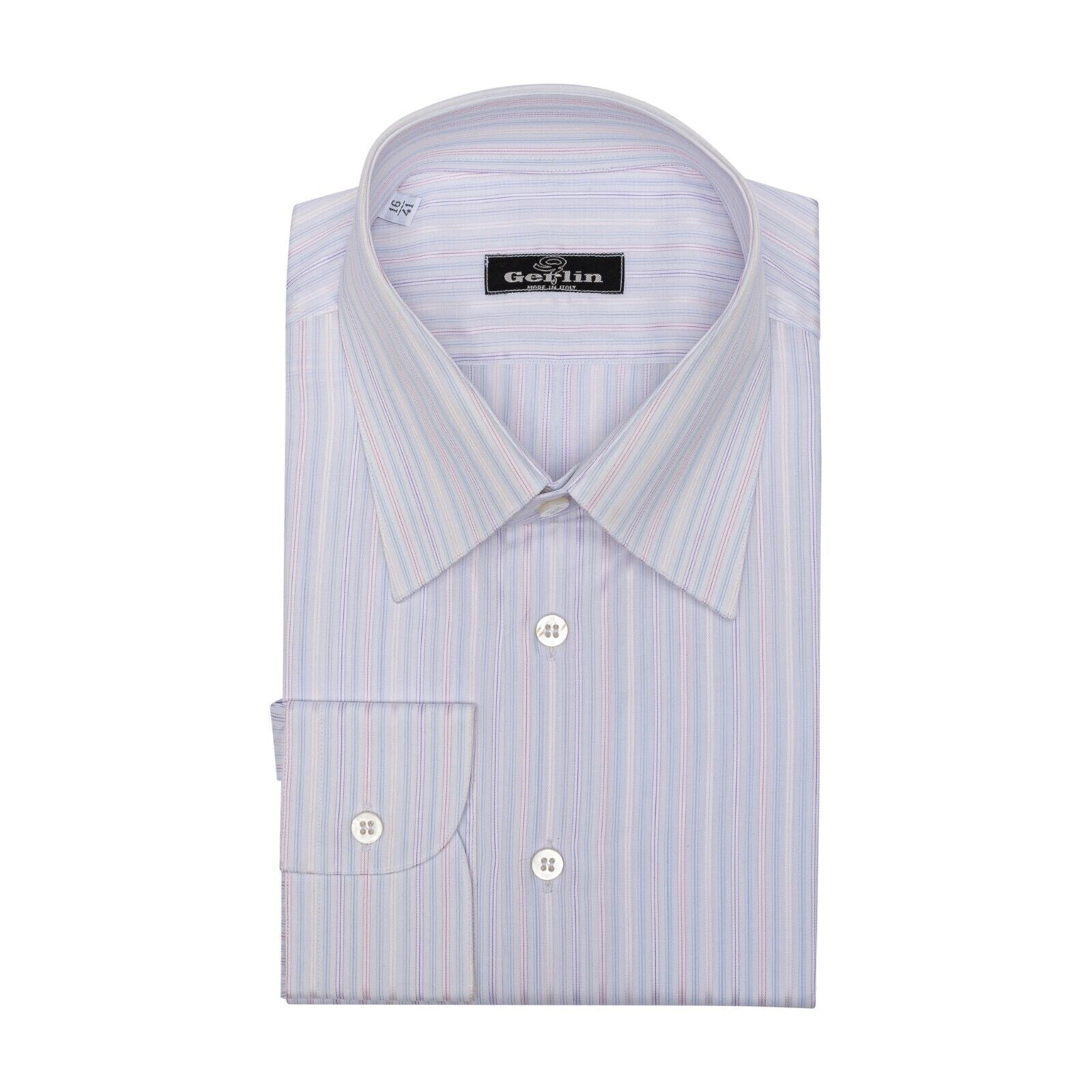 690$ ITALIAN LUXURY GERLIN Shirt Striped White Cotton 16 - 41 - 2O BIJAN
