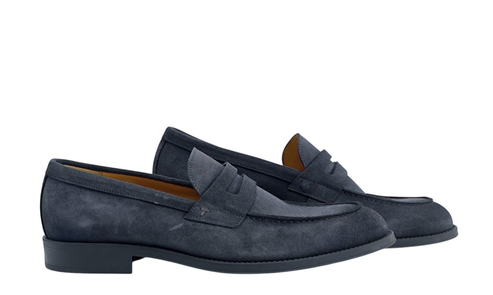 1300$ TESTONI Penny Loafer Casual Suede Calf Blue Indigo 8 UK / 9 US / 42 IT