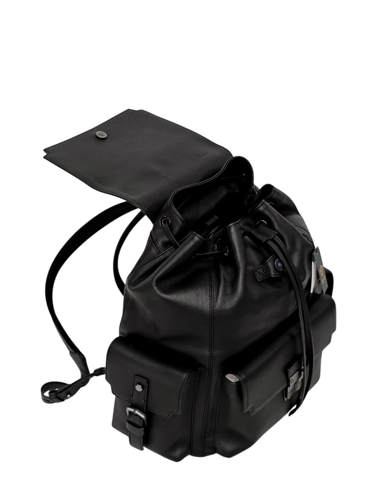 2200$ PINEIDER FIRENZE 1774 Black Calf Multiple Backpack Travel Weekender XL
