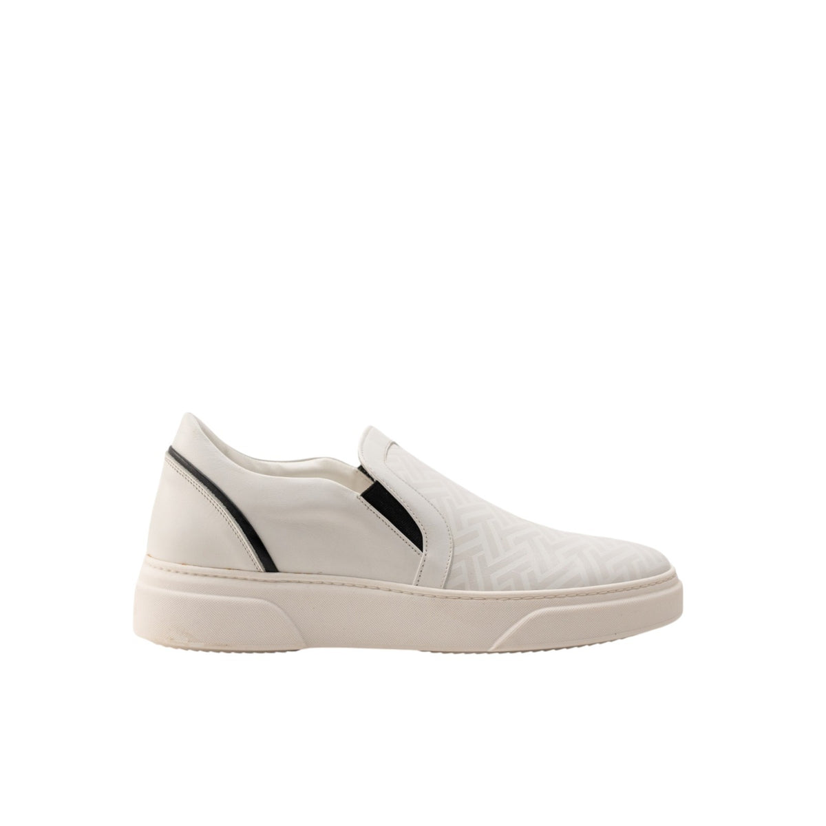 700$ TESTONI Sneaker Shoes Slip-On Weaving White Leather 8 UK / 9 US / 42 IT