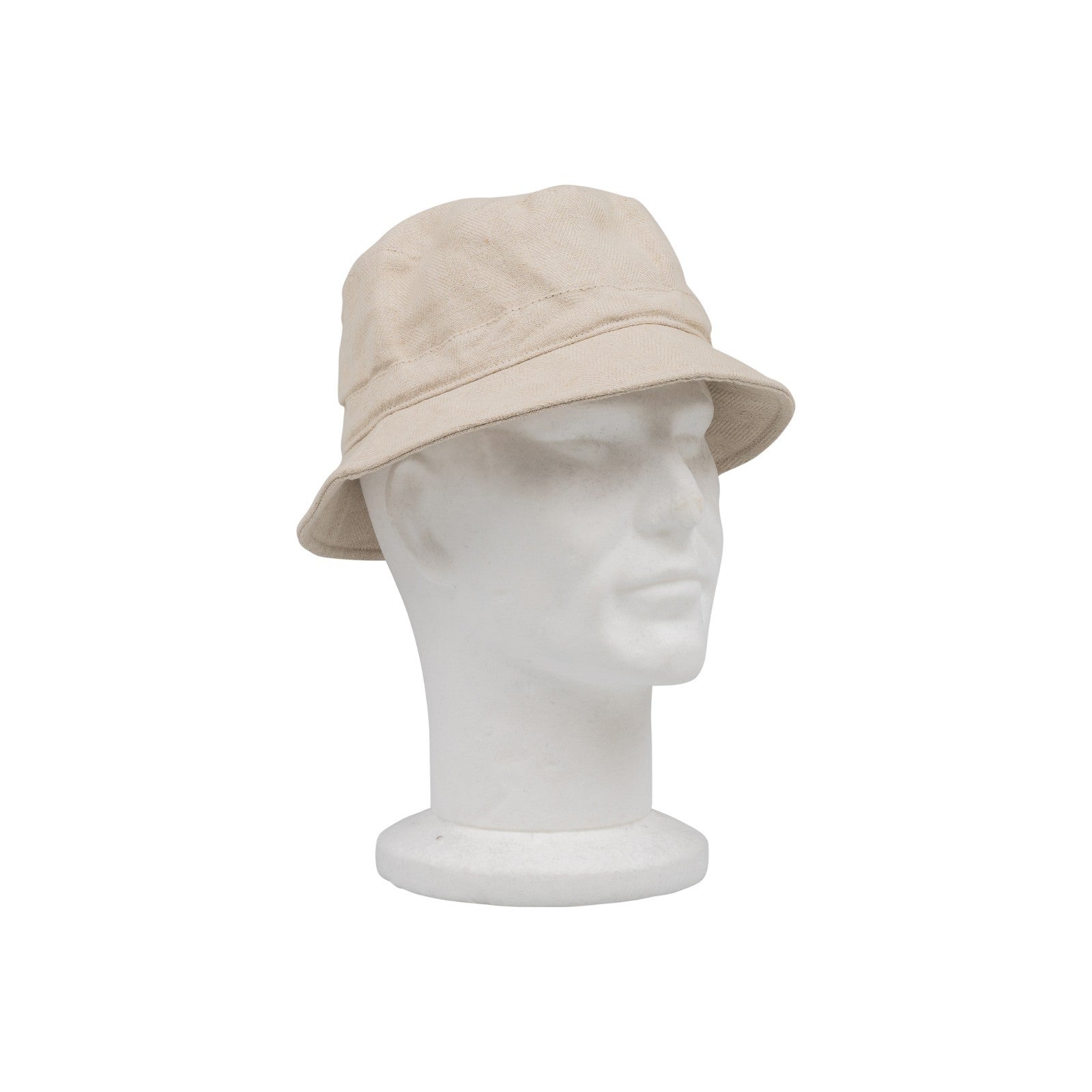$210 RUBINACCI NAPOLI Ivory Bucket Hat Herringbone 100% Linen