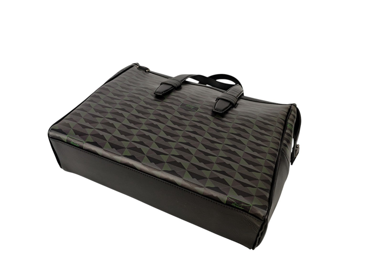 1250$ PINEIDER FIRENZE 1774 "New Empress" Calf PC Briefcase Bag Black / Green