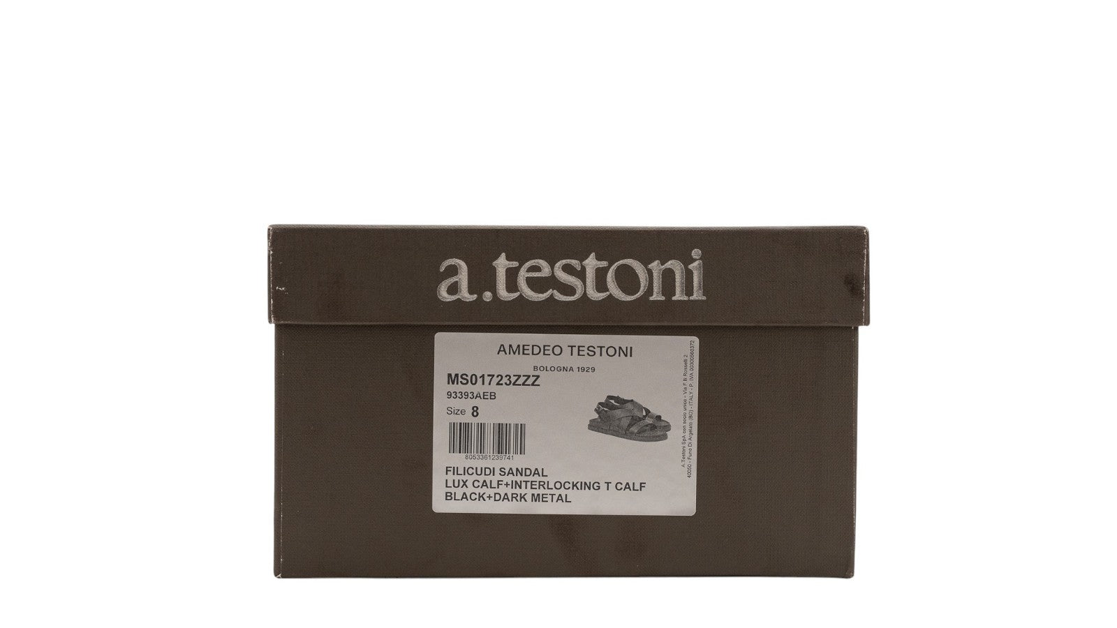 550$ TESTONI Filicudi Sandal Lux Calf Black + Dark Metal 8 UK - 9 US - 42 IT