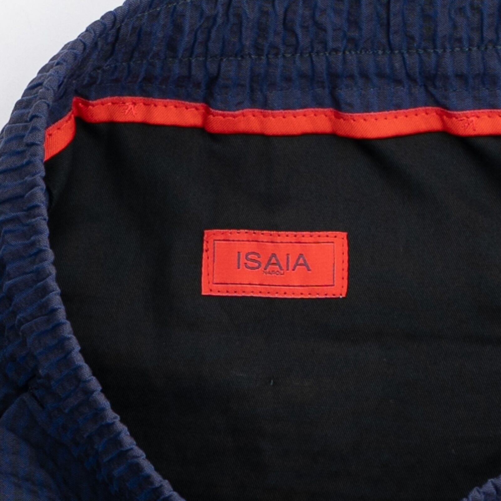 1100$ ISAIA NAPOLI Blue Drawstring Trousers Sport Pant Seersucker Cotton