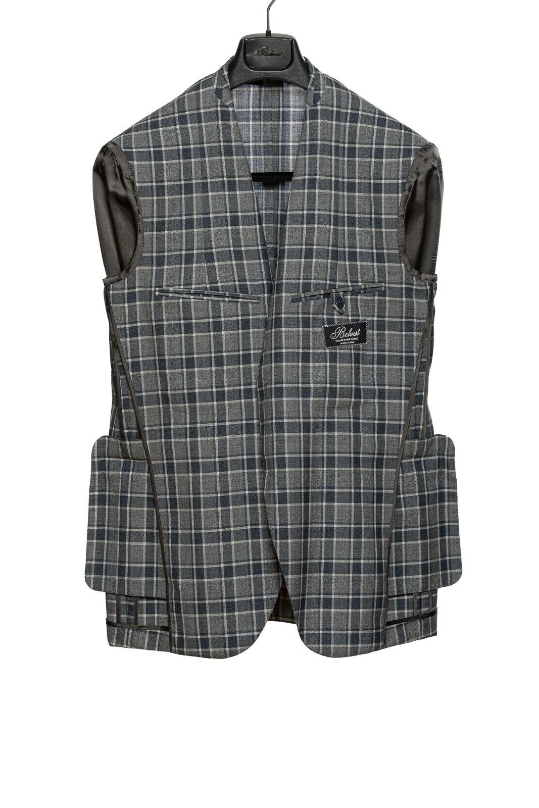 2150$ BELVEST Blue Gray Fine Wool Checks Jacket Blazer 42 US / 52 EU 7 R