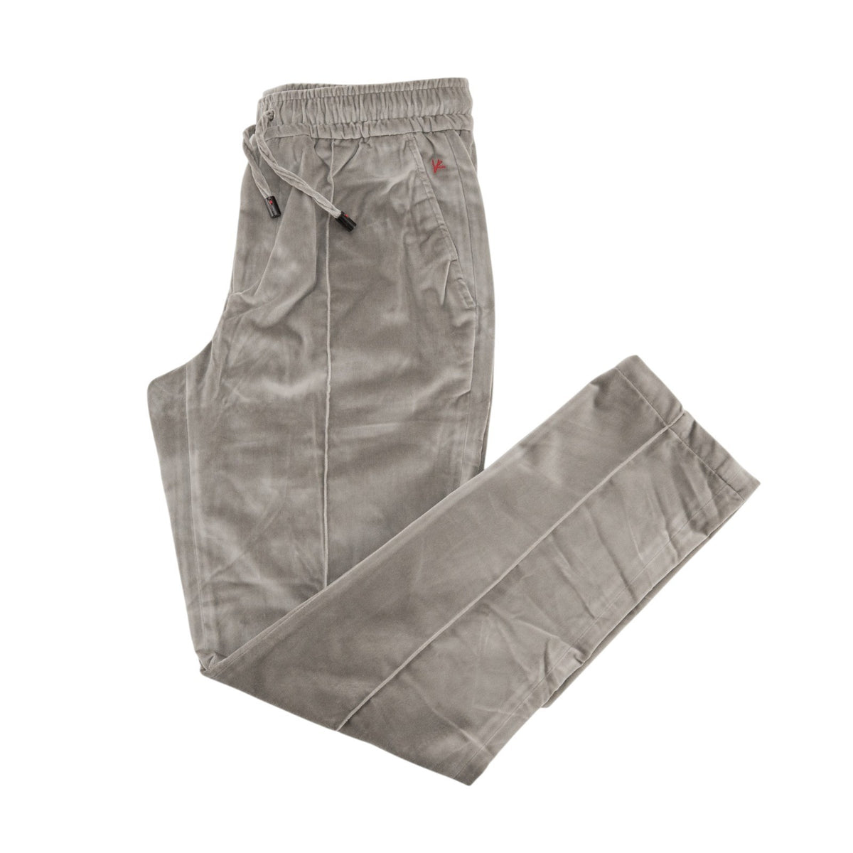 1050$ ISAIA NAPOLI Gray Drawstring Pant Velvet Cotton Tapered Fit