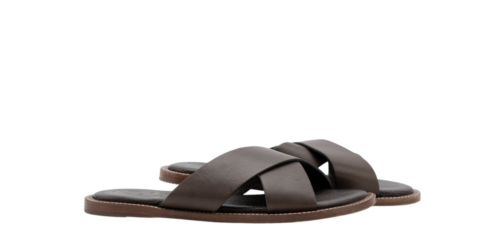 700$ ISAIA NAPOLI Sandal Shoes Leather Brown 10 UK - 11 US - 44 IT