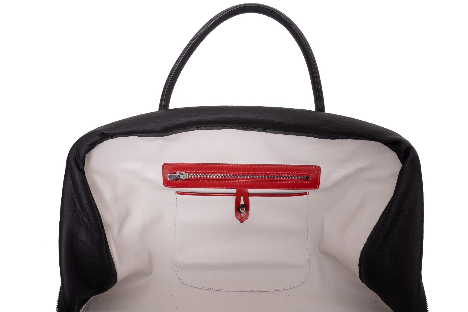 $4500 ISAIA NAPOLI Wine / Gray Large Duffle Bag Travel Weekend Leather / Wool