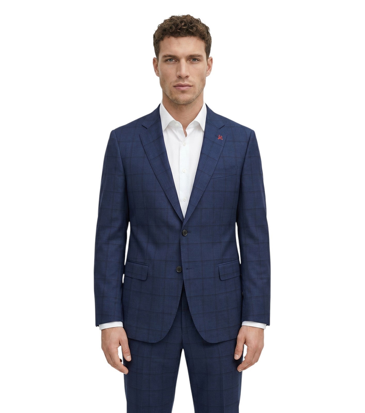 $6400 ISAIA NAPOLI "Sanita" Blue Navy Suit Hand-Sewn Windowpane Fine Wool
