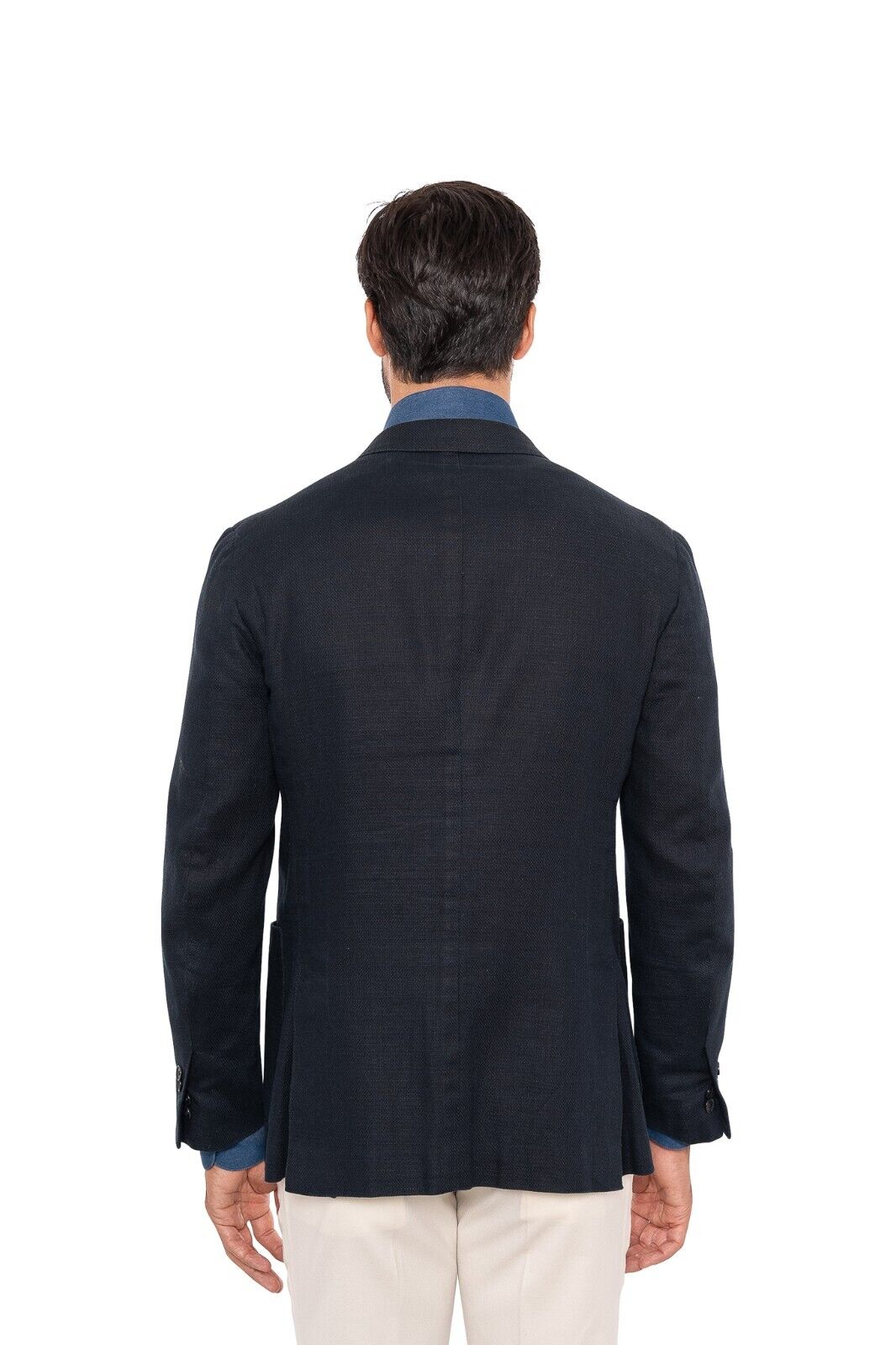 $3800 ISAIA NAPOLI Blue Jacket Sport Coat Washed Cotton / Linen 38 US / 48 EU 7R