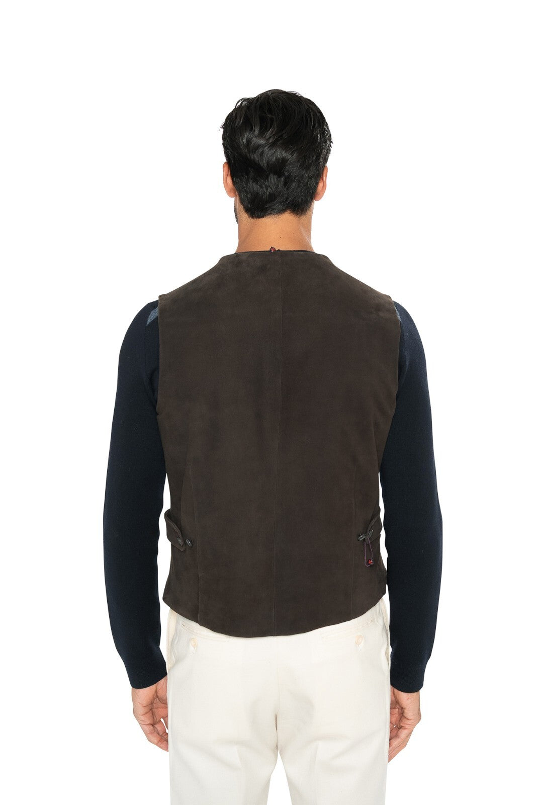 3500$ ISAIA NAPOLI Dark Brown Vest Jacket Suede Lambskin  40 US / 50 EU