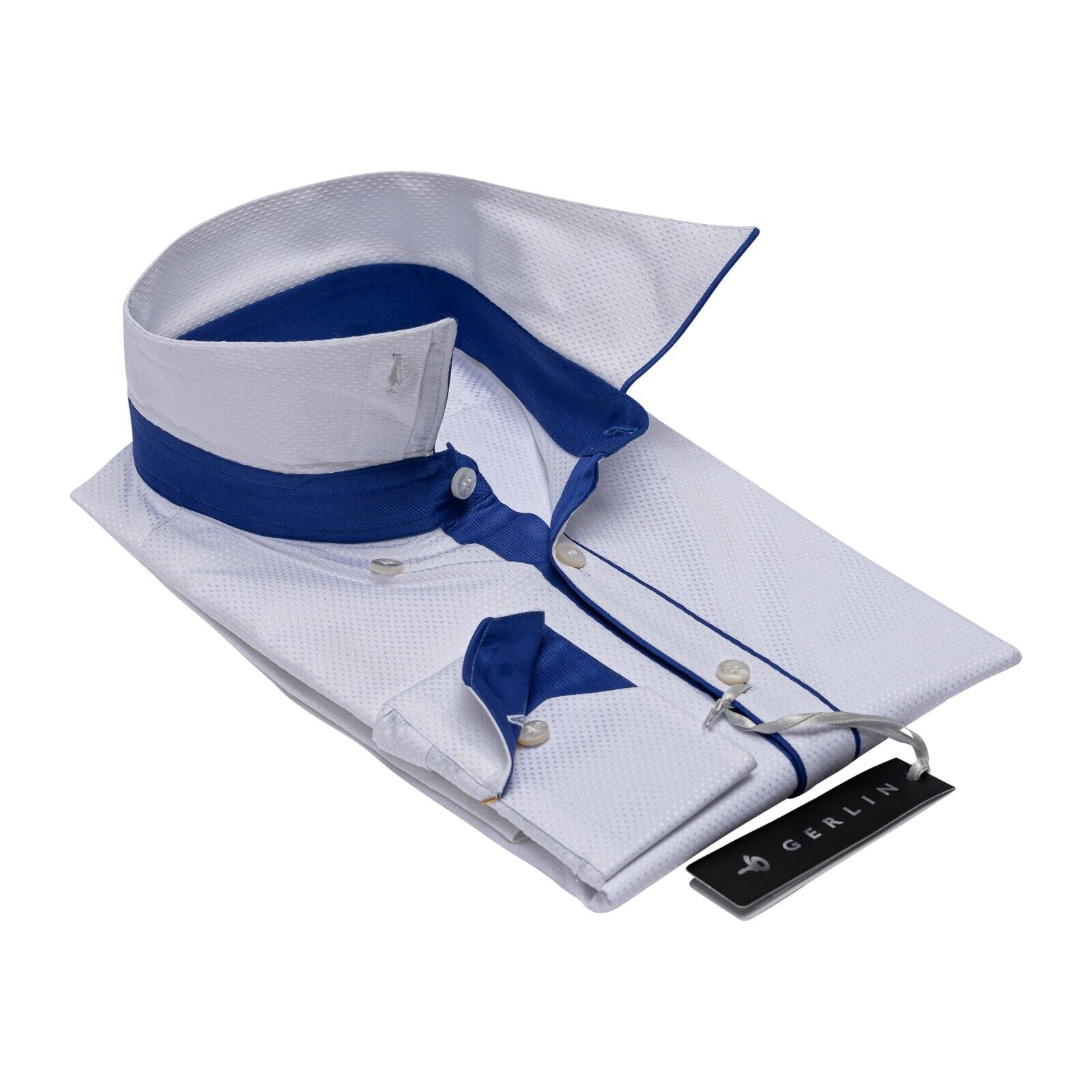 690$ LUXURY GERLIN Shirt White ALUMO Jacquard Cotton 16 - 41 3AL BIJAN