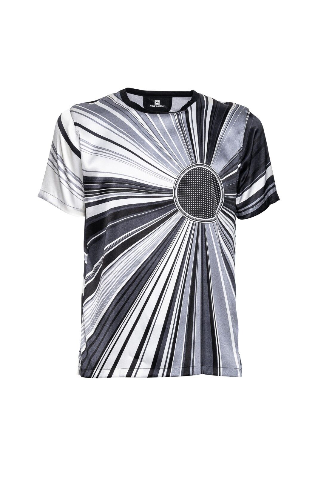 750$ LUXURY FABIO CAVIGLIA T-Shirt "RAYS" White 100% Silk COMO STRETCH Size S