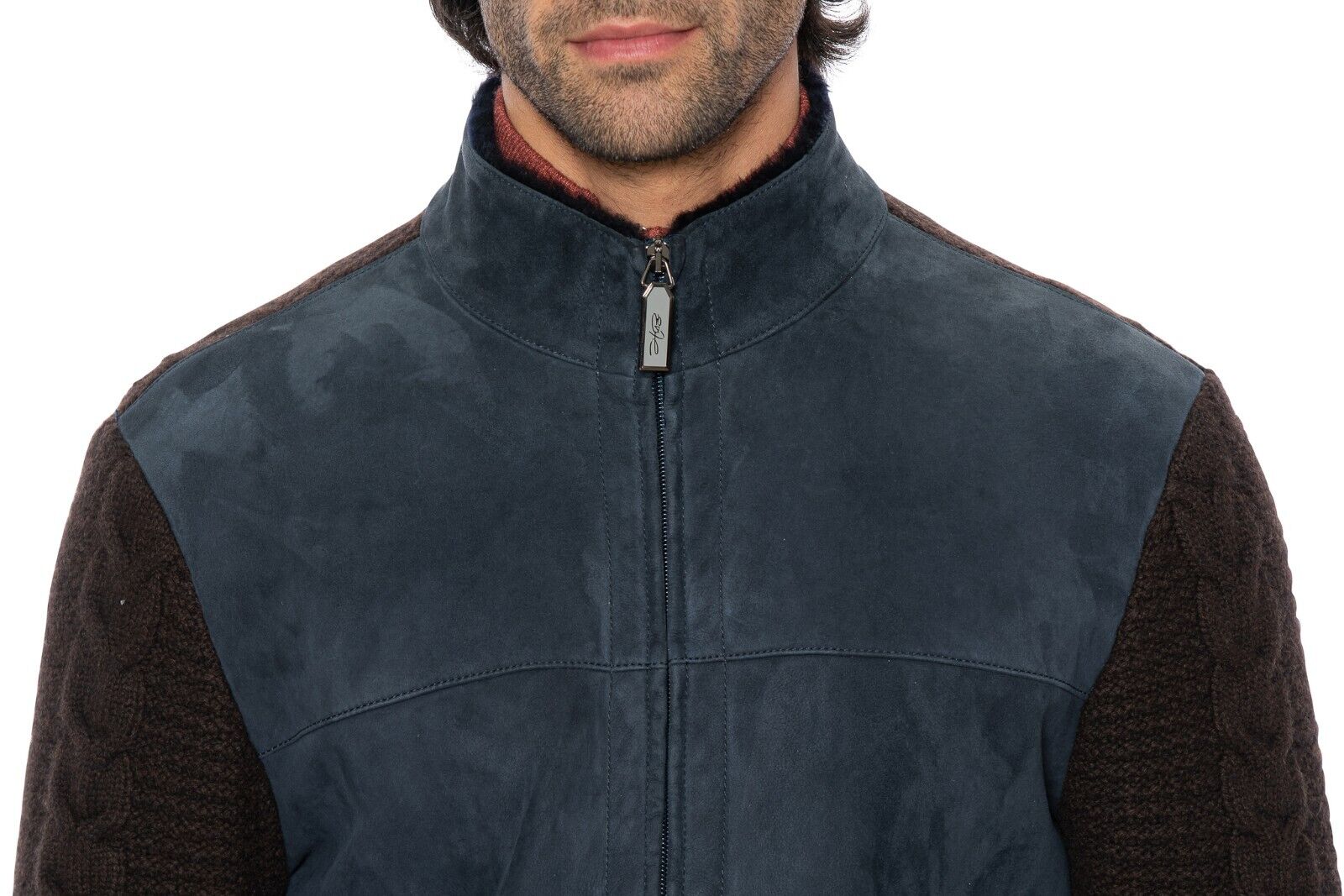 $6300 HETTABRETZ Cashmere / Wool Blue Leather Lambskin Fur Coat 40 US / 50 EU