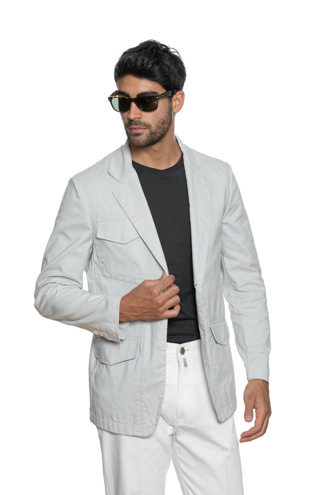 1750$ BELVEST CITY SAFARI Jacket with Martingale Ice Cotton 40 US / 50 EU Drop 8
