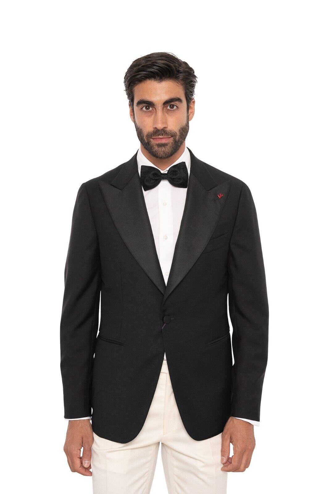 $5600 ISAIA NAPOLI Black Tuxedo Formal Jacket Wool / Mohair 40 US / 50 EU 7R