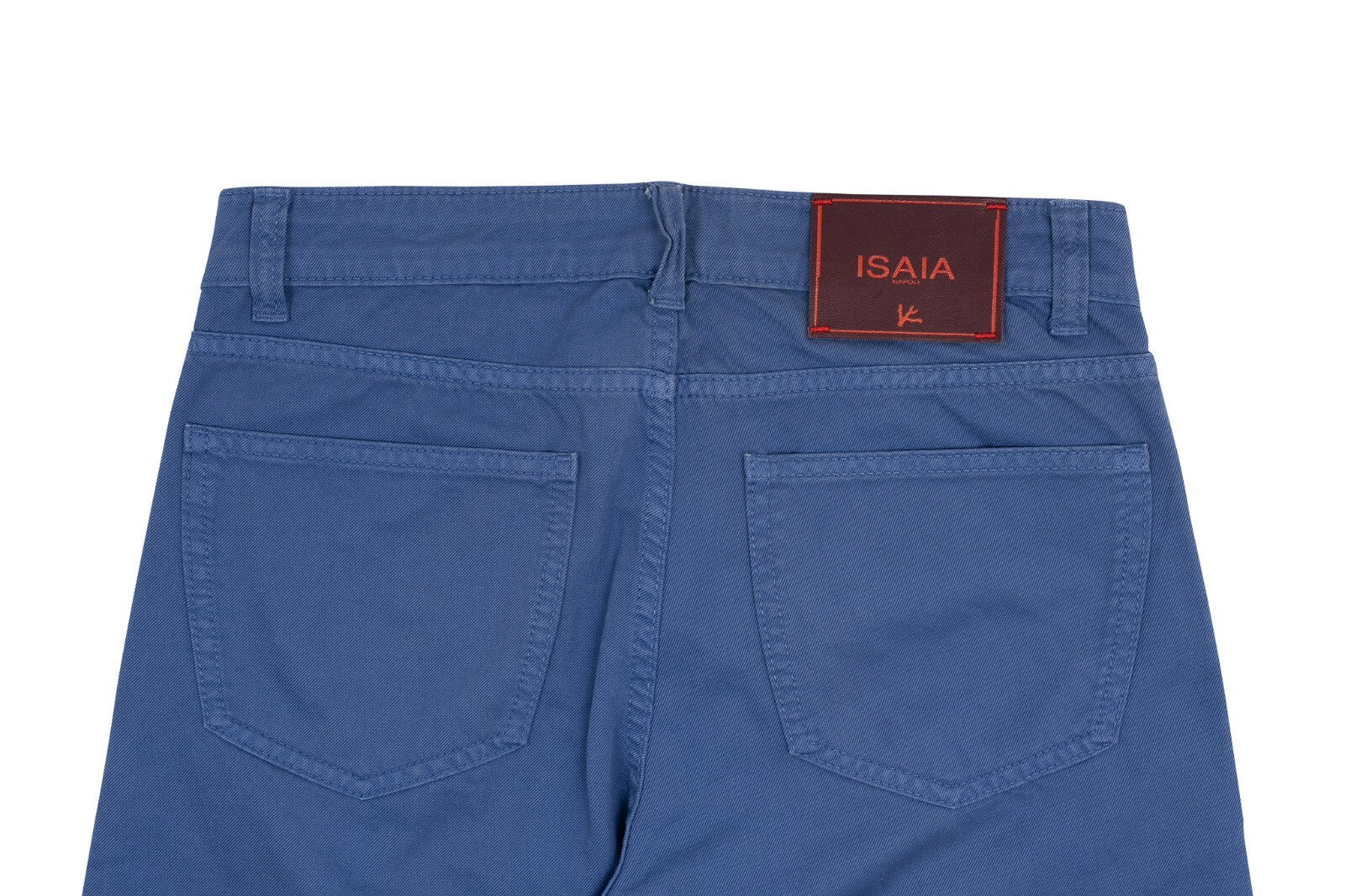 690$ ISAIA NAPOLI Blue Denim Jeans Trousers Pant Gabardine Cotton Slim Fit