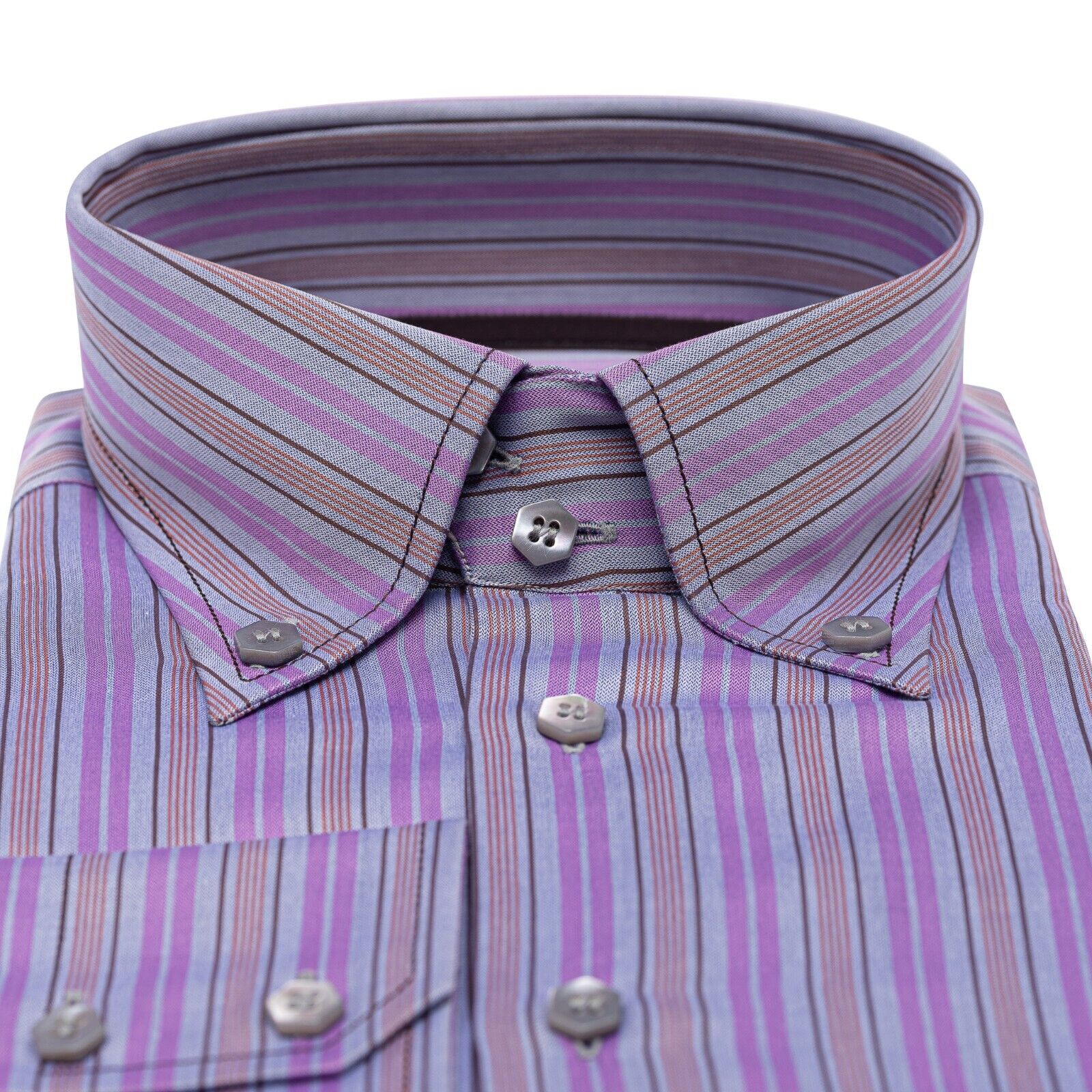 690$ LUXURY GERLIN Shirt Point Collar Purple Cotton 16-41 - 7S BIJAN