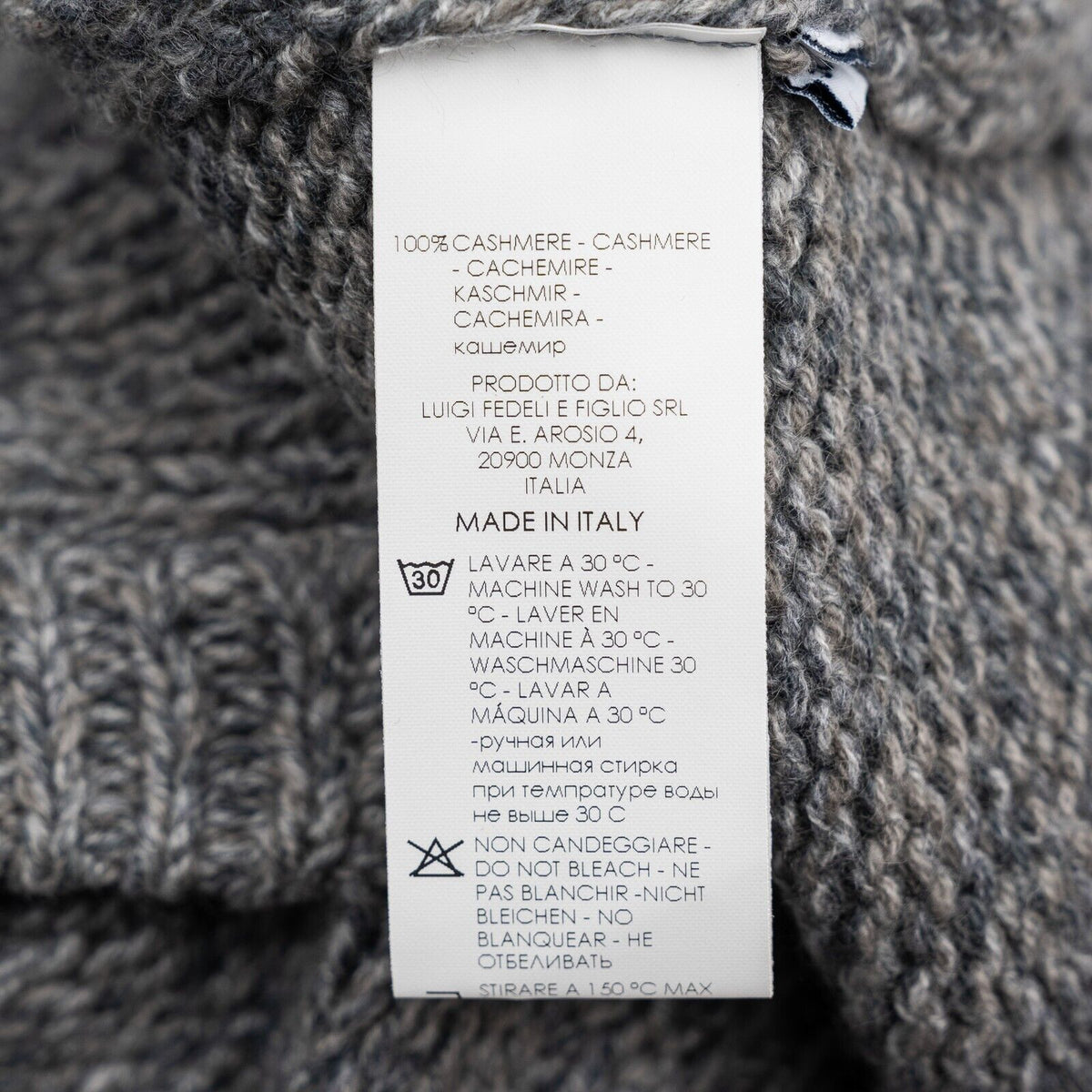 $2000 FEDELI "Favonio" Gray Cardigan Sweater Zip 100% Cashmere 40 US / 50 EU