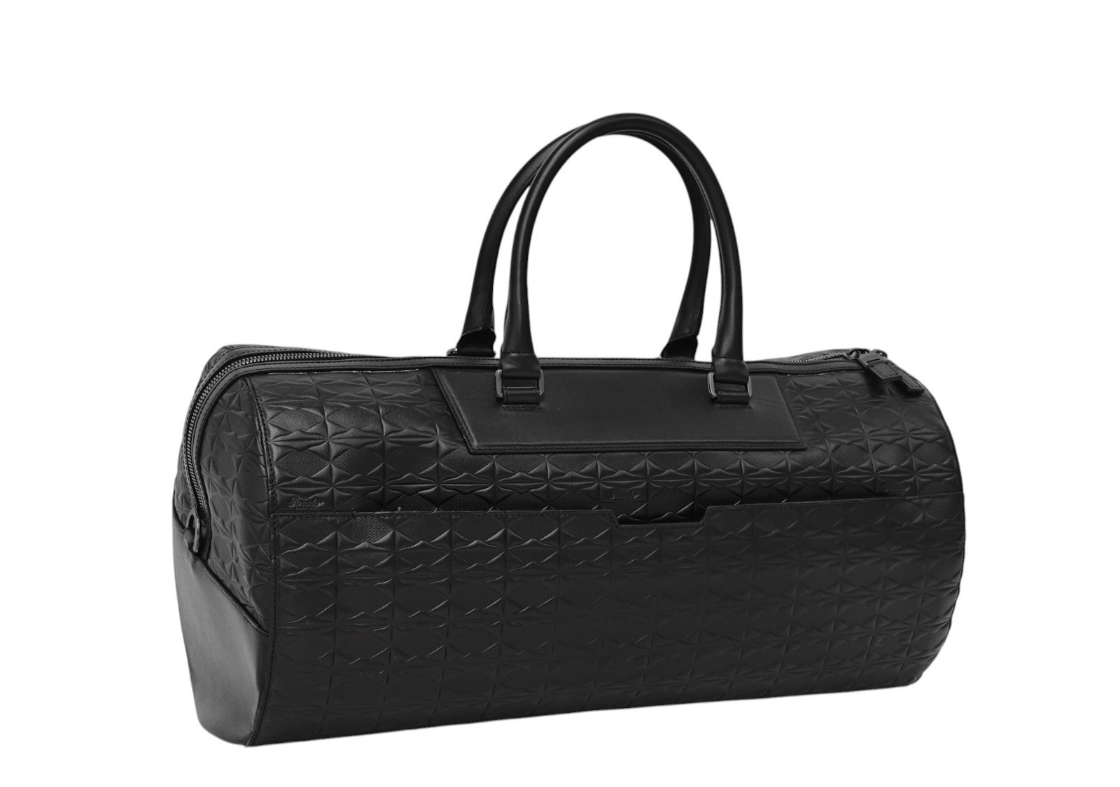 1550$ PINEIDER FIRENZE Embossed Empress Calf Large Duffle Bag Travel Black