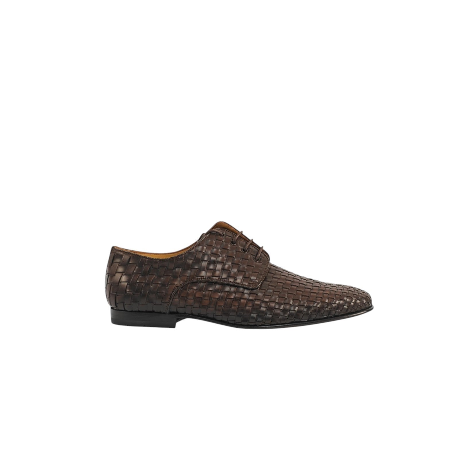 1050$ TESTONI "Tivoli" Derby Shoes Woven Antique Calf Brown 8 UK / 9 US / 42 IT